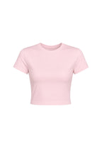 Bisiklet Yaka Likralı Pembe Crop T-Shirt