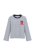 Baskılı Lacivert Çizgi Detay Basic Sweatshirt