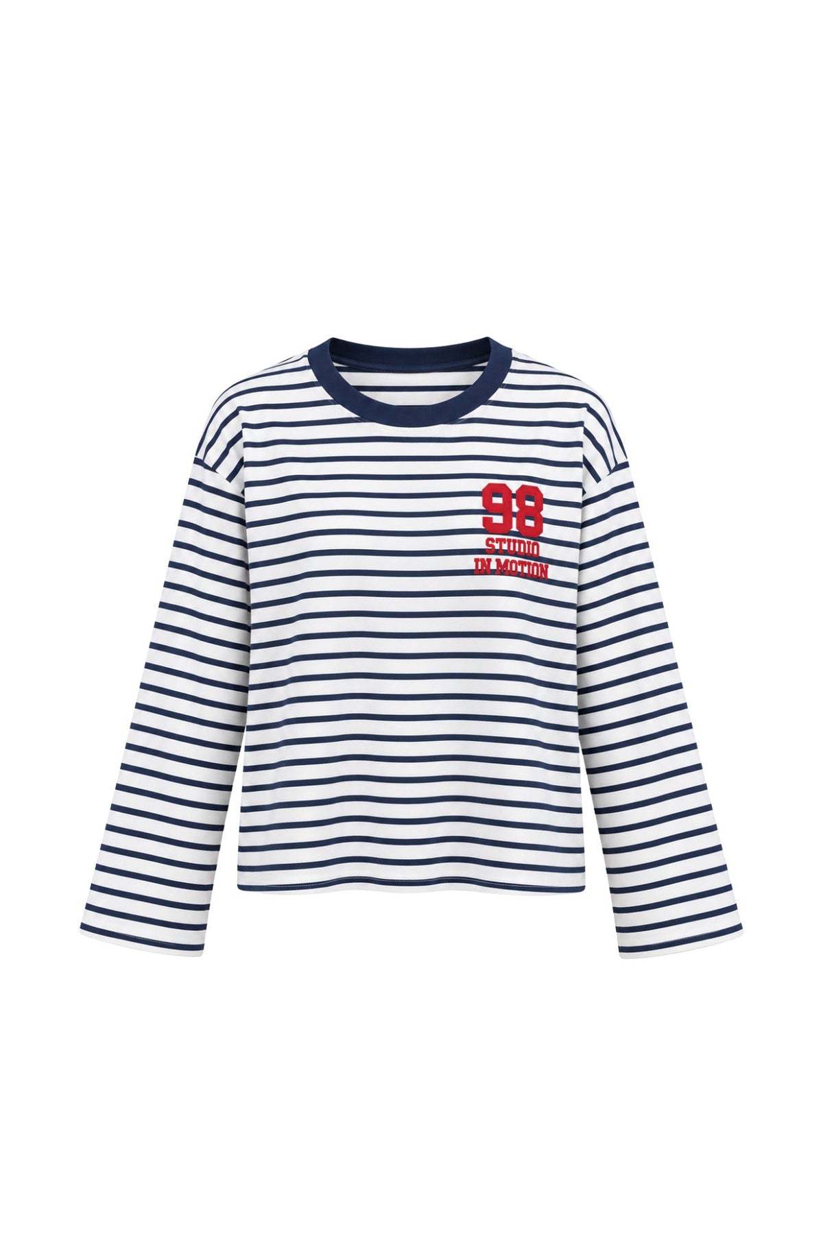 Baskılı Lacivert Çizgi Detay Basic Sweatshirt