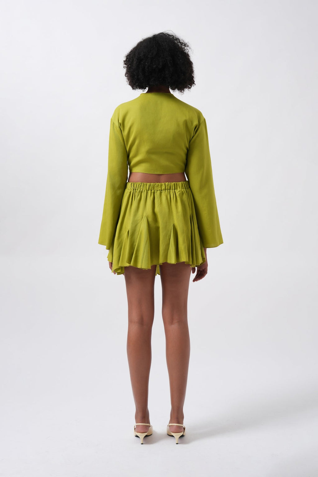 Kayık Yaka Uzun Kol Lime Crop