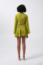 Kayık Yaka Uzun Kol Lime Crop