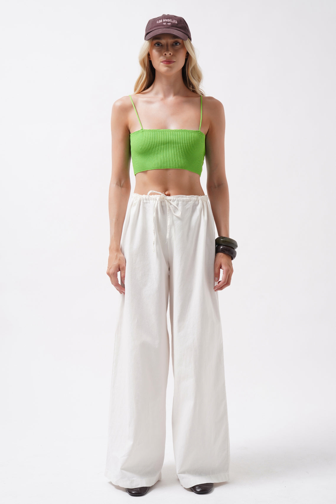 İnce Askılı Yeşil Crop Top