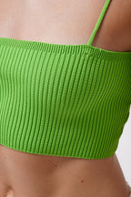 İnce Askılı Yeşil Crop Top