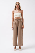 İnce Askılı Ekru Crop Top