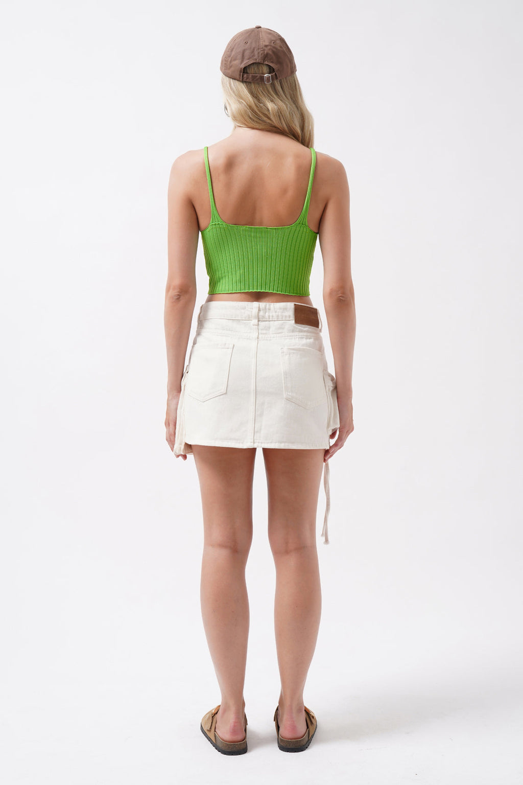 V Yaka Yeşil Crop Bluz