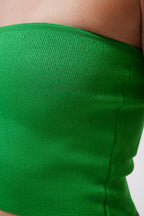 Tek Omuz Crop Yeşil Bluz