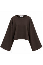 Geniş Kol Bisiklet Yaka Kahverengi Basic Sweatshirt