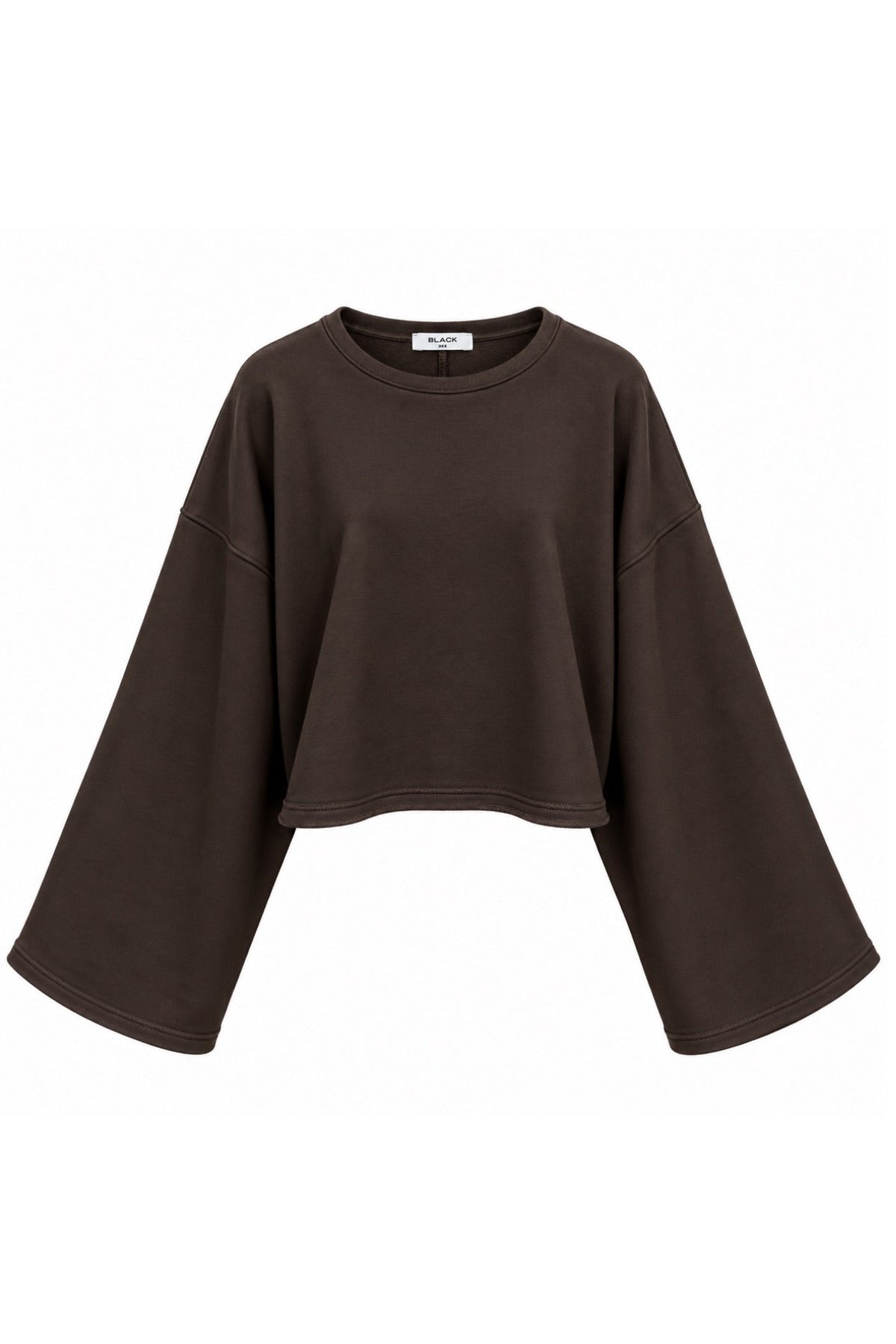 Geniş Kol Bisiklet Yaka Kahverengi Basic Sweatshirt