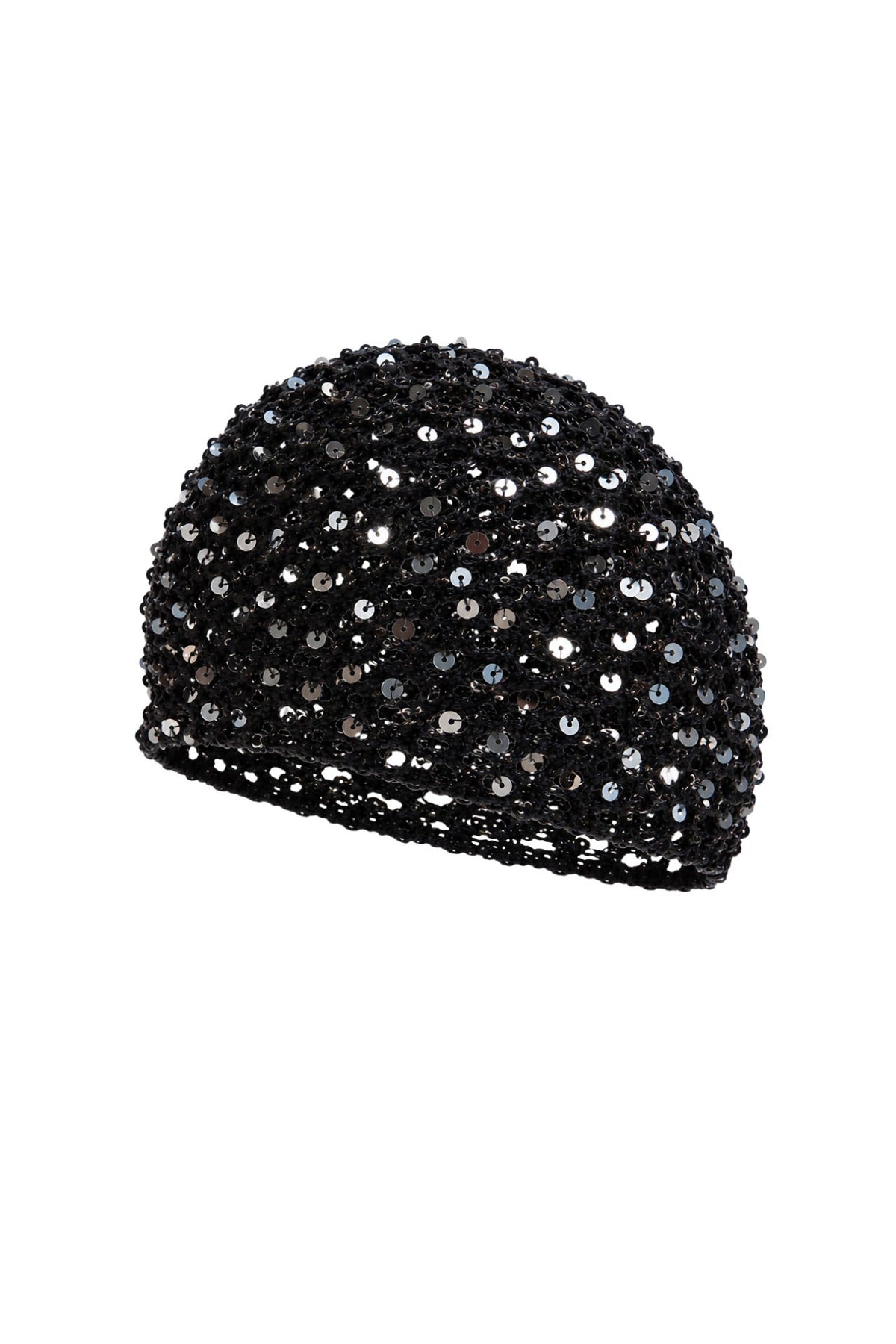 Payetli Örgü Siyah Cap