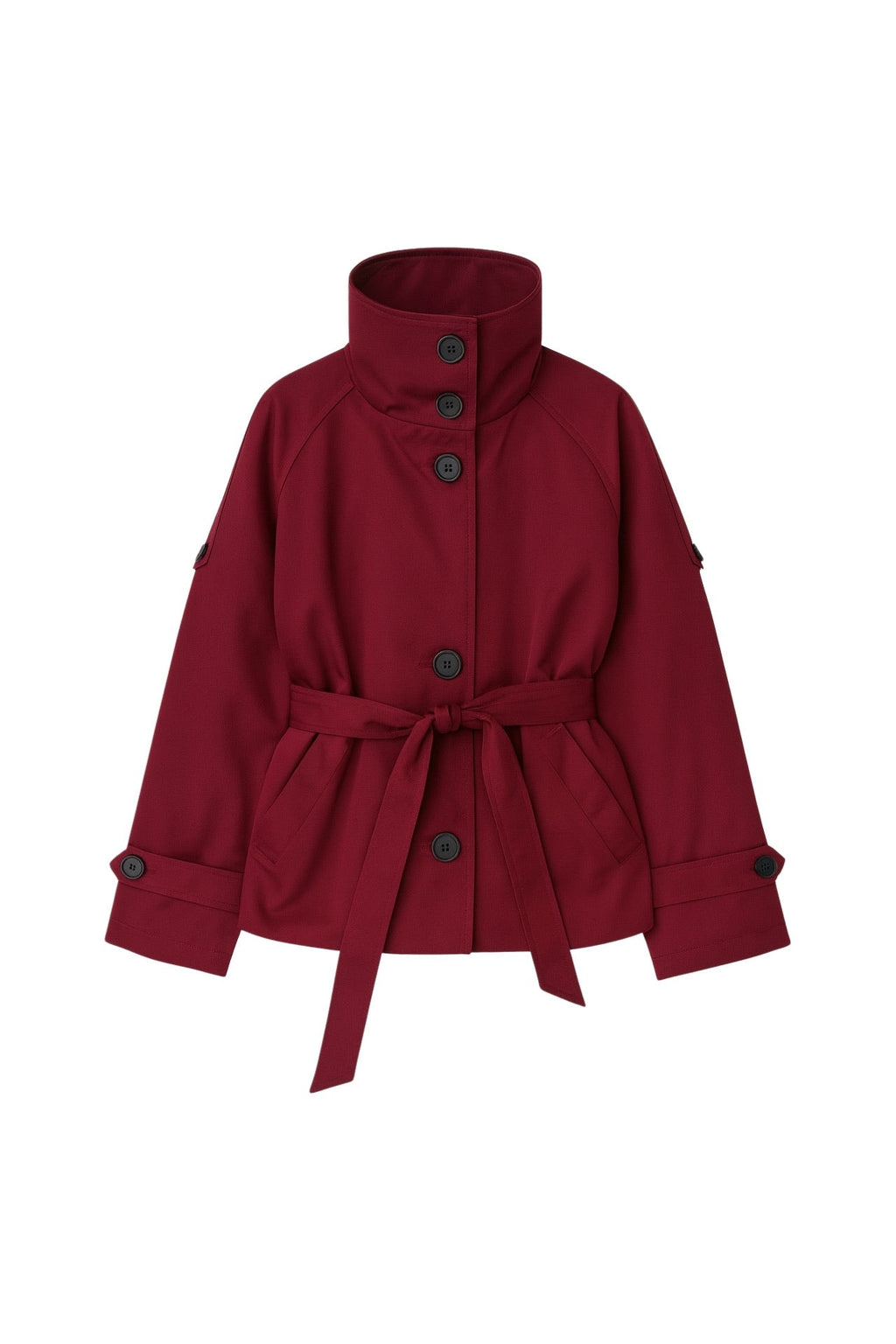 Dik Yaka Crop Bordo Trençkot
