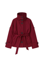 Dik Yaka Crop Bordo Trençkot