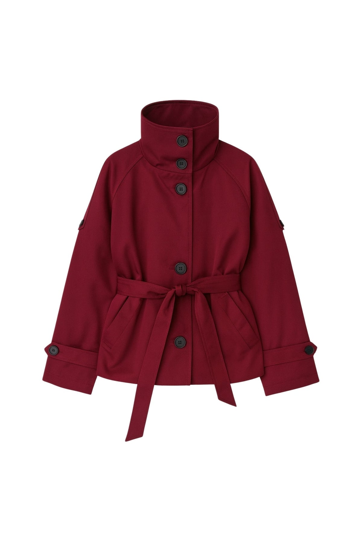 Dik Yaka Crop Bordo Trençkot