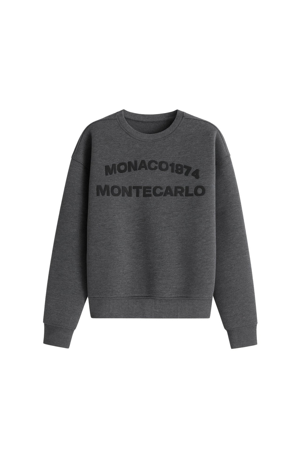 Bisiklet Yaka Kabartma Baskılı Antrasit Sweatshirt