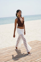 Degaje Yaka Crop Kahverengi Bluz