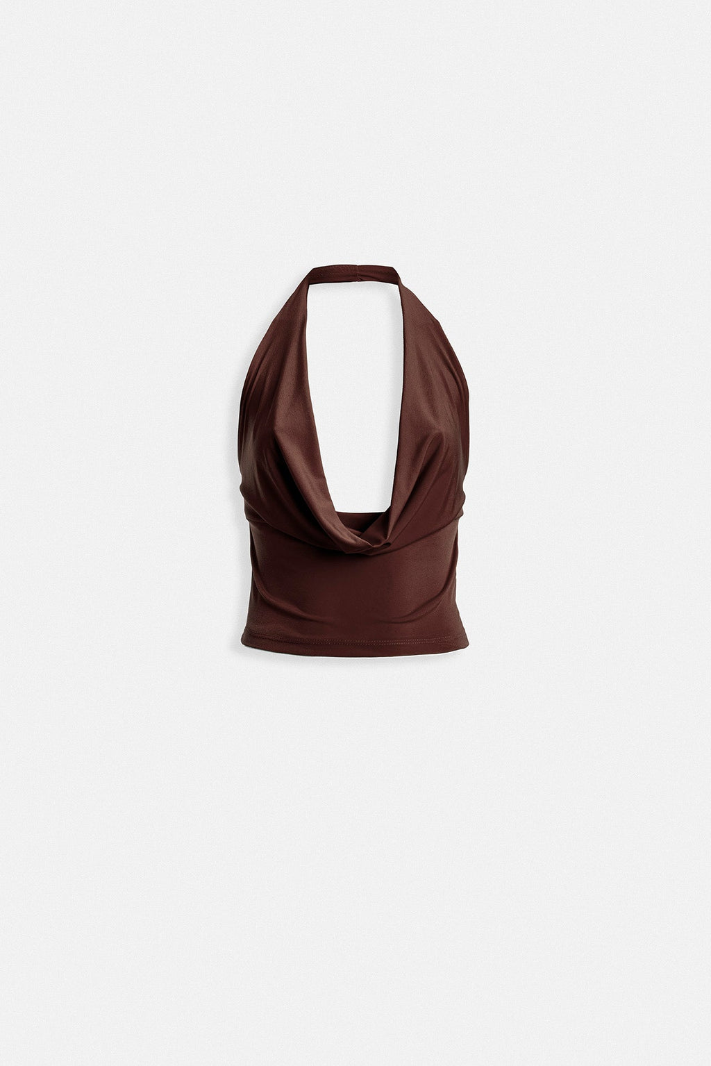 Degaje Yaka Crop Kahverengi Bluz