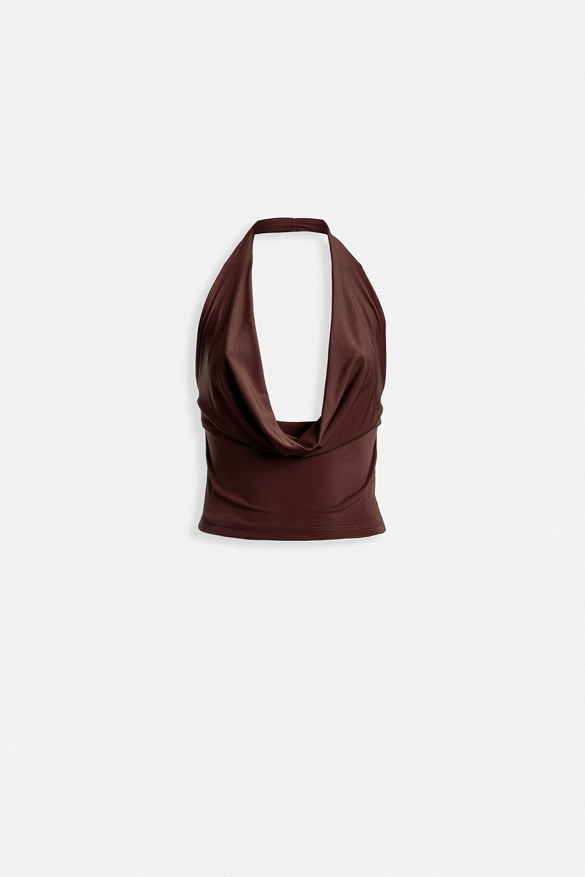 Degaje Yaka Crop Kahverengi Bluz