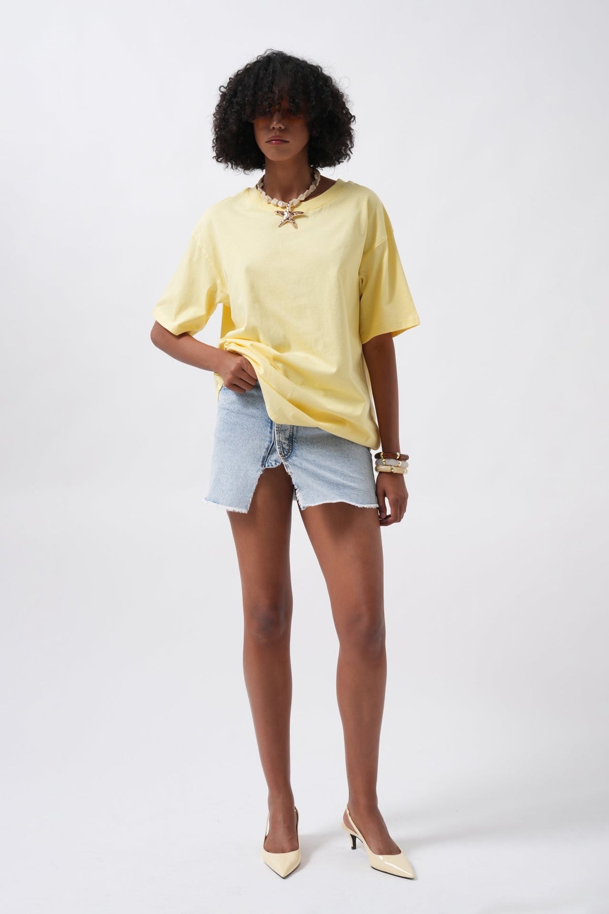 Basic Oversize Sarı T-Shirt