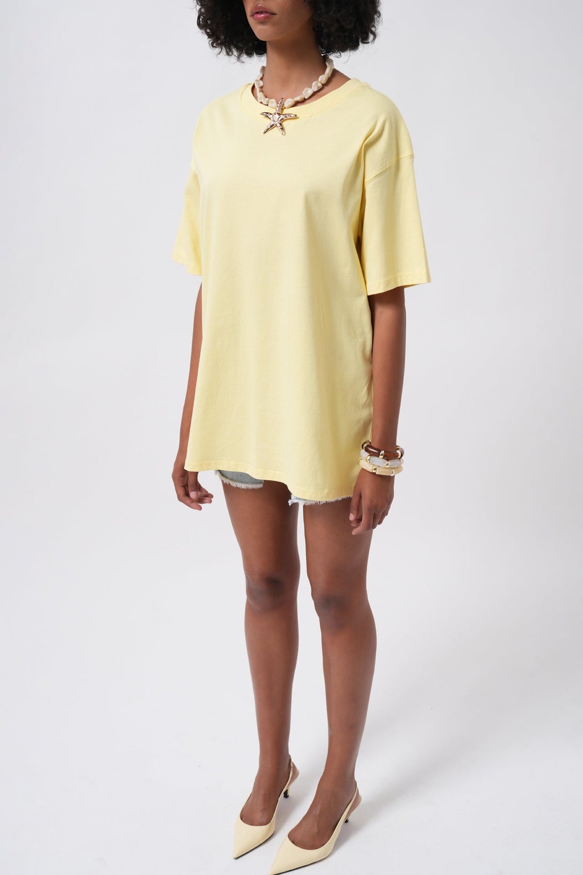 Basic Oversize Sarı T-Shirt