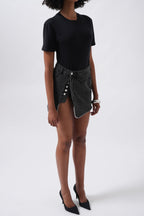 T-Shirt Detay Siyah Bodysuit