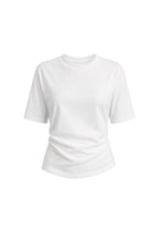 Bel Büzgülü Basic Beyaz T-Shirt