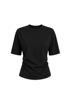 Bel Büzgülü Basic Siyah T-Shirt
