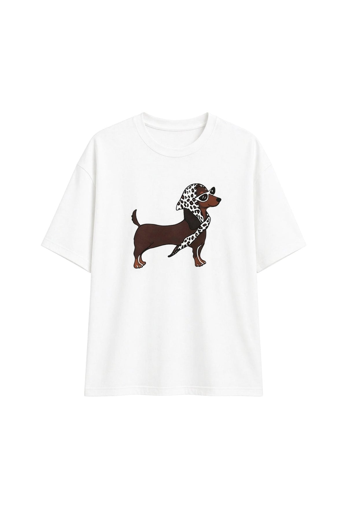Köpek Baskılı Beyaz T-Shirt
