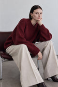 Bisiklet Yaka Basic Bordo Triko Kazak