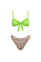 Fiyonk Detay Çiçekli Yeşil Bikini Takım