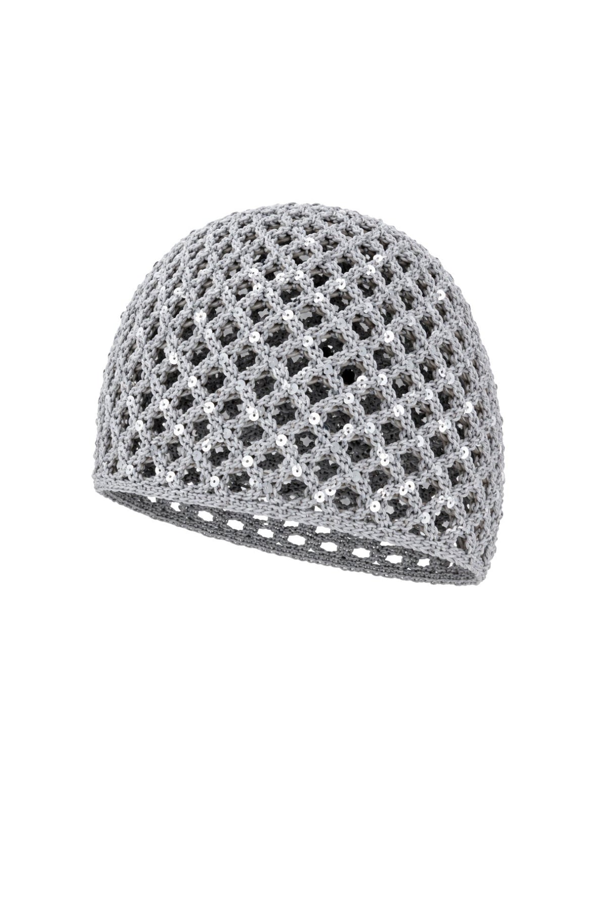 Payetli Örgü Gri Cap