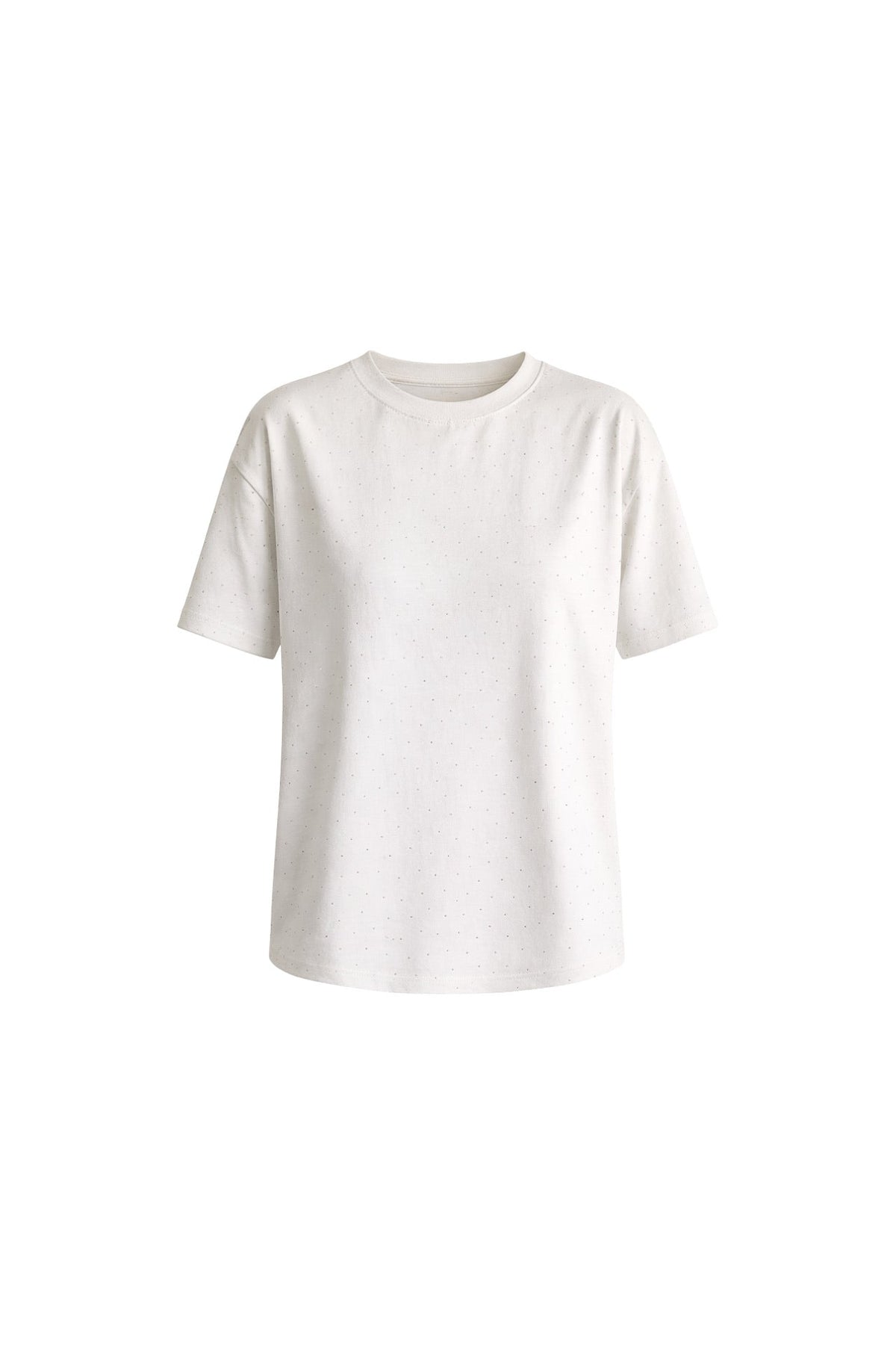 Bisiklet Yaka Taş Detay Beyaz T-Shirt
