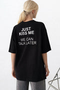 Sırt Baskılı Oversize Siyah T-Shirt