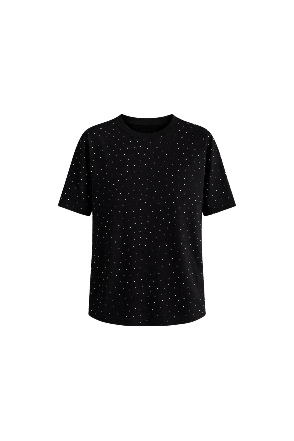 Bisiklet Yaka Taş Detay Siyah T-Shirt
