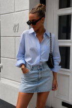 Basic Mini Buz Mavi Denim Etek