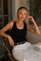 Oval Yaka Basic Siyah Triko Top