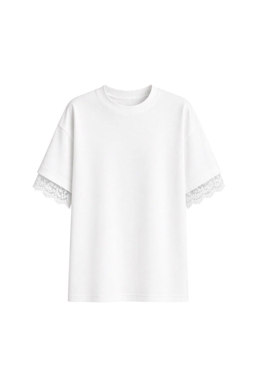 Kol Ve Sırt Dantel Detay Beyaz T-Shirt