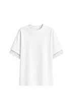 Kol Ve Sırt Dantel Detay Beyaz T-Shirt