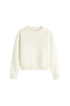 Bisiklet Yaka Kabartma Baskılı Ekru Sweatshirt