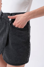 Anvelop Denim Mini Siyah Etek