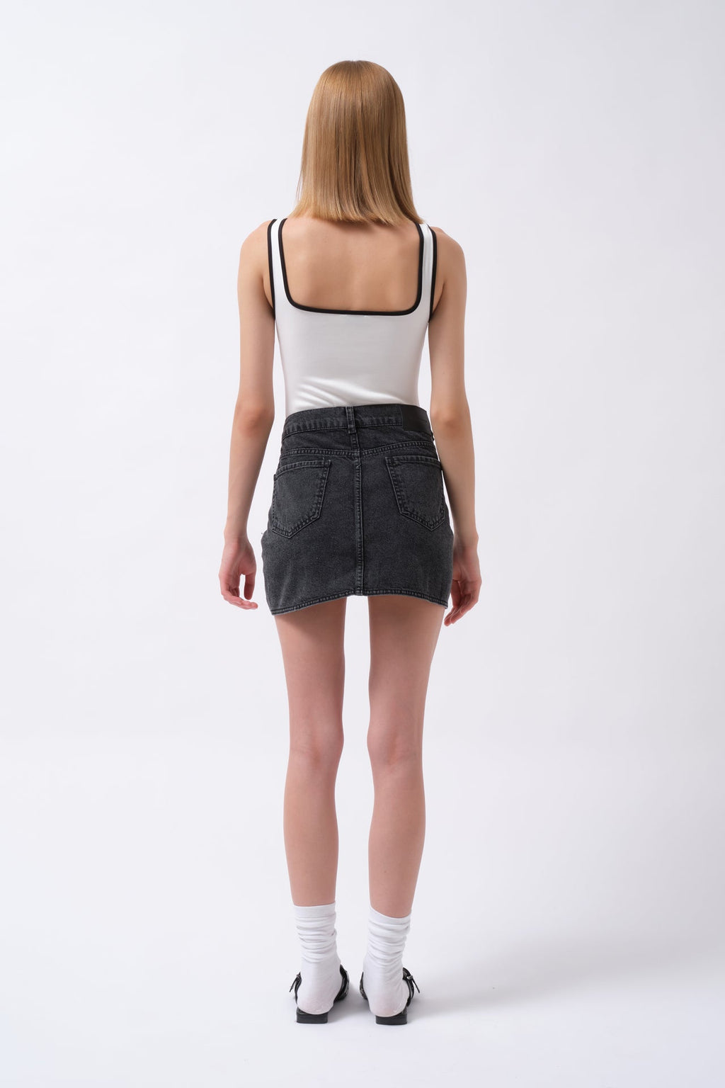 Anvelop Denim Mini Siyah Etek