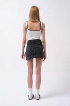 Anvelop Denim Mini Siyah Etek