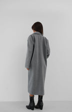 Balıksırtı Gri Oversize Kaban