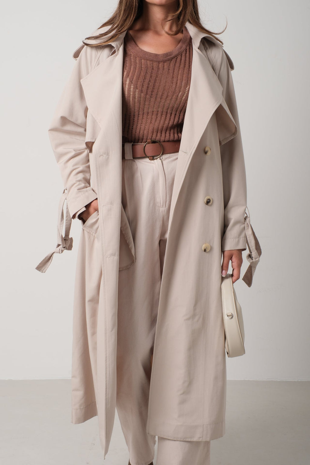 Basic Bej Oversize Trençkot