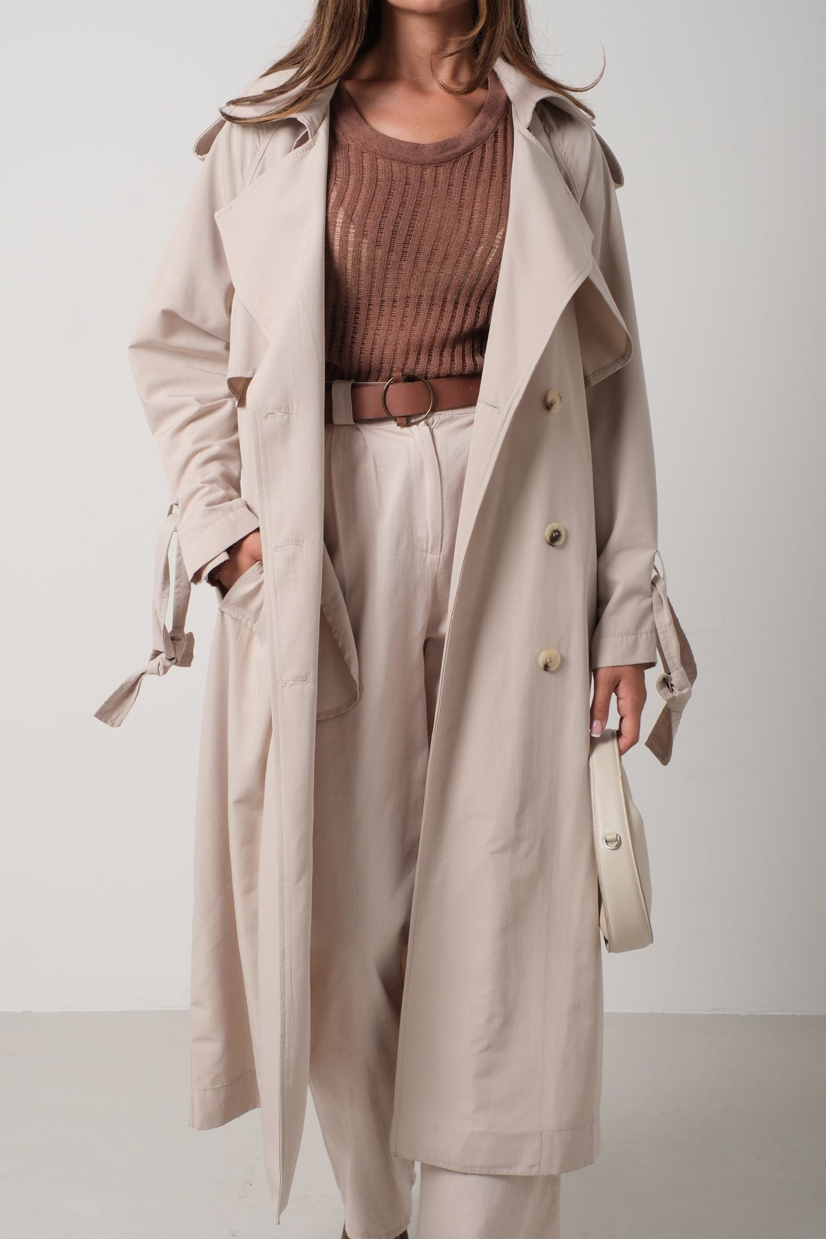 Basic Bej Oversize Trençkot