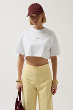Black Baskılı Crop Beyaz T-Shirt