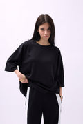 Bisiklet Yaka Oversize Siyah T-Shirt