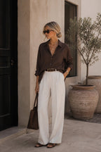 Cep Detay Basic Oversize Kahverengi Gömlek