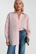 Çizgili Pembe Oversize Gömlek
