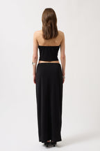 Degaje Yaka Crop Siyah Bluz