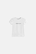 Delete My Ex Baskılı Likralı Crop Beyaz T-Shirt