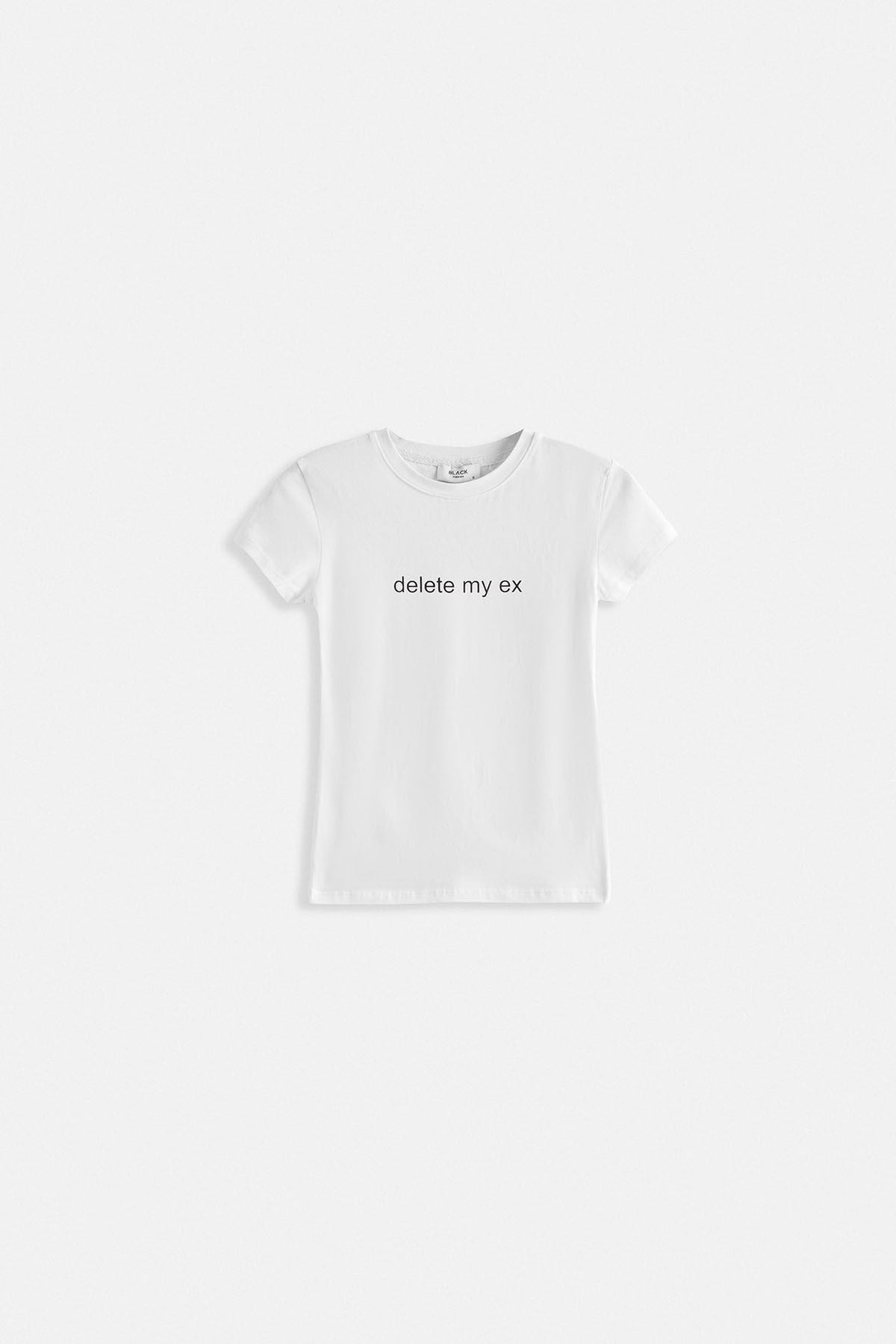 Delete My Ex Baskılı Likralı Crop Beyaz T-Shirt